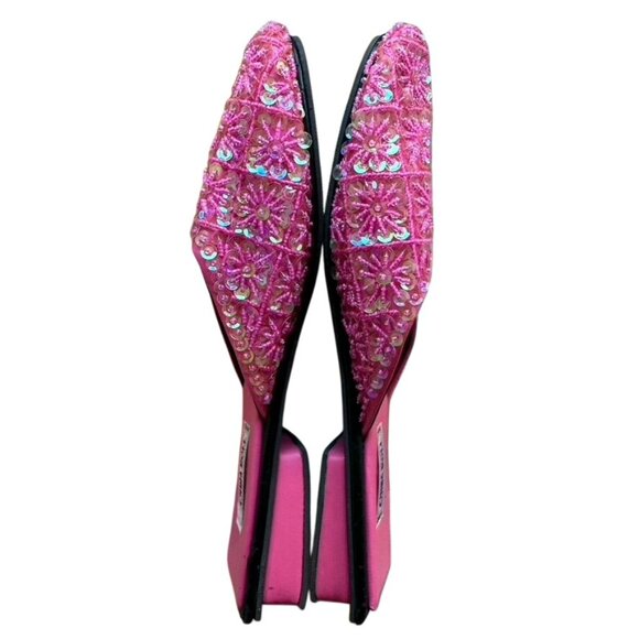 NEW China Doll mules/slip-on shoes in a vibrant pink color, sequins, size 10 - Picture 3 of 9